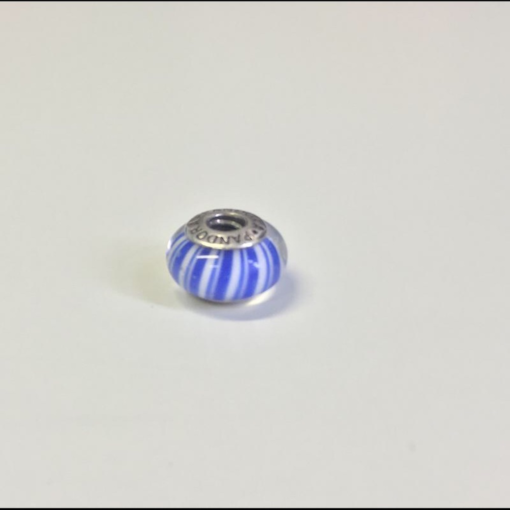 Blue and white pandora bead